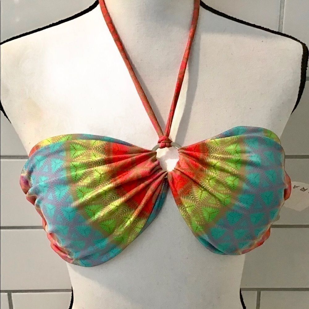 Koral Swim Bikini Top in Striped Geometric NWT